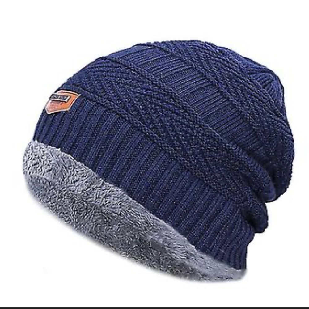 New Song Ting Beanie Trim Super Soft Unisex Blue/ Gray
